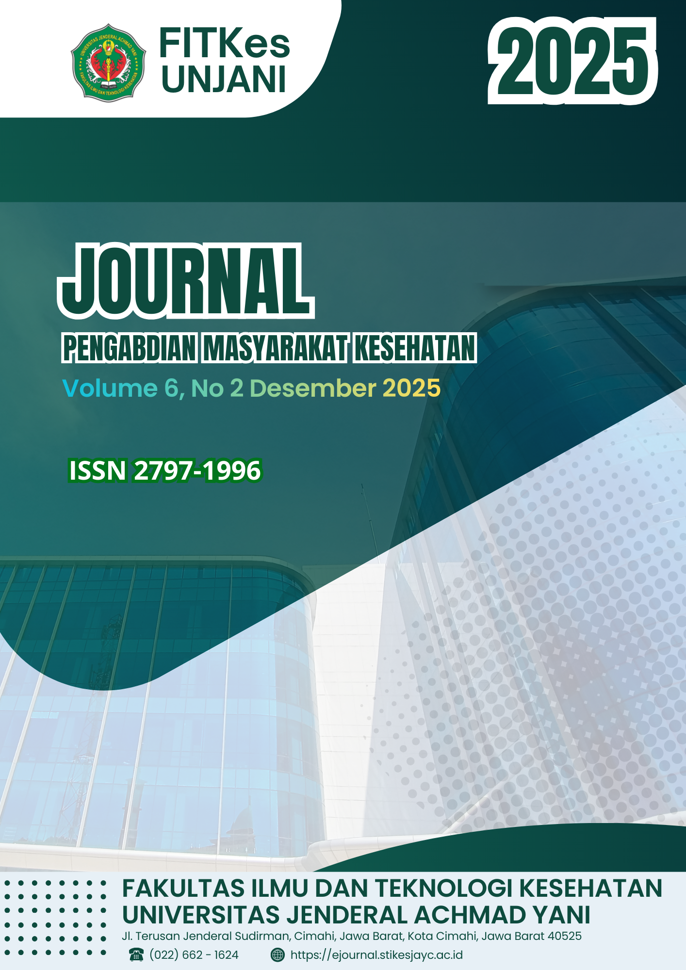 					View Vol. 6 No. 2 (2025): : Journal Pengabdian Masyarakat Kesehatan
				