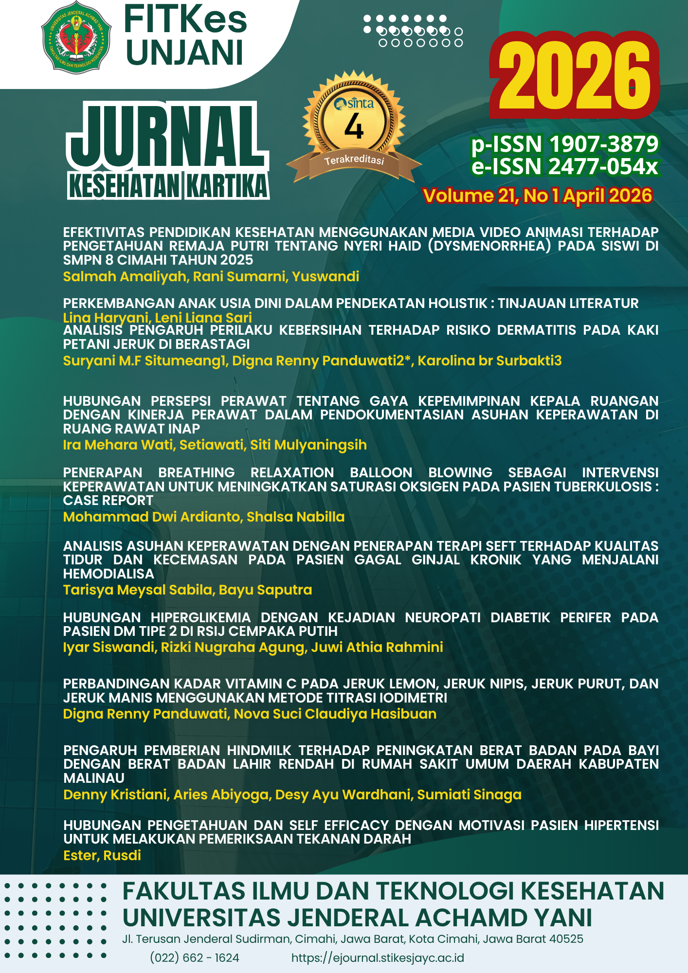 					View Vol. 21 No. 1 (2026): Jurnal Kesehatan Kartika
				
